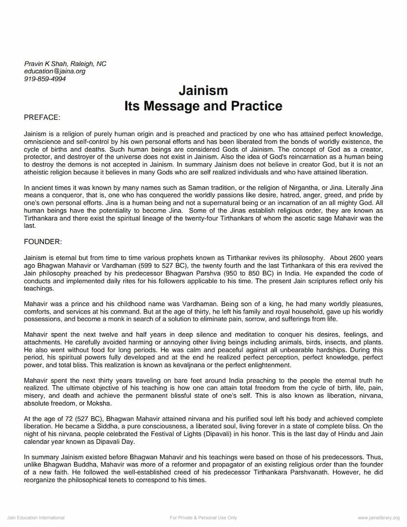 First page of Jainism
