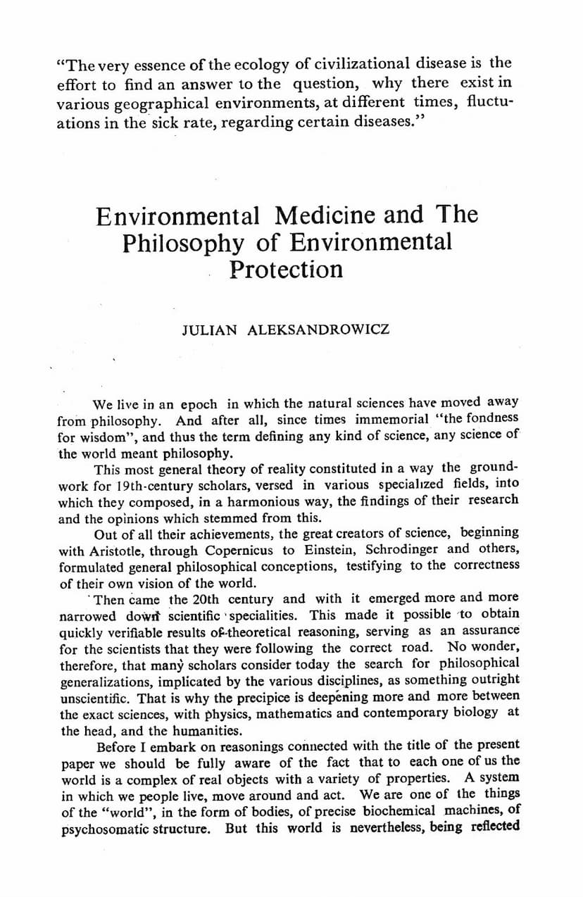First page of Environmental Medicine And Philosophy Of Environmental Pprotection