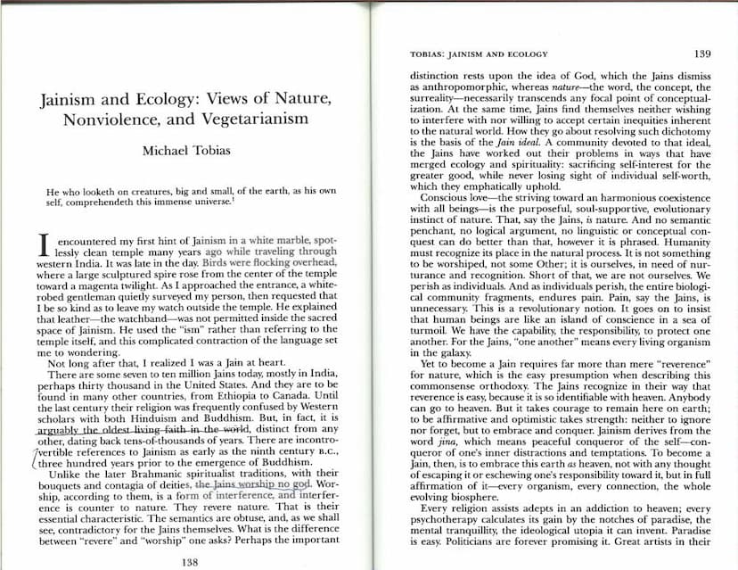 First page of Jainism And Ecology Views Of Nature Nonviolence And Vegeteranism