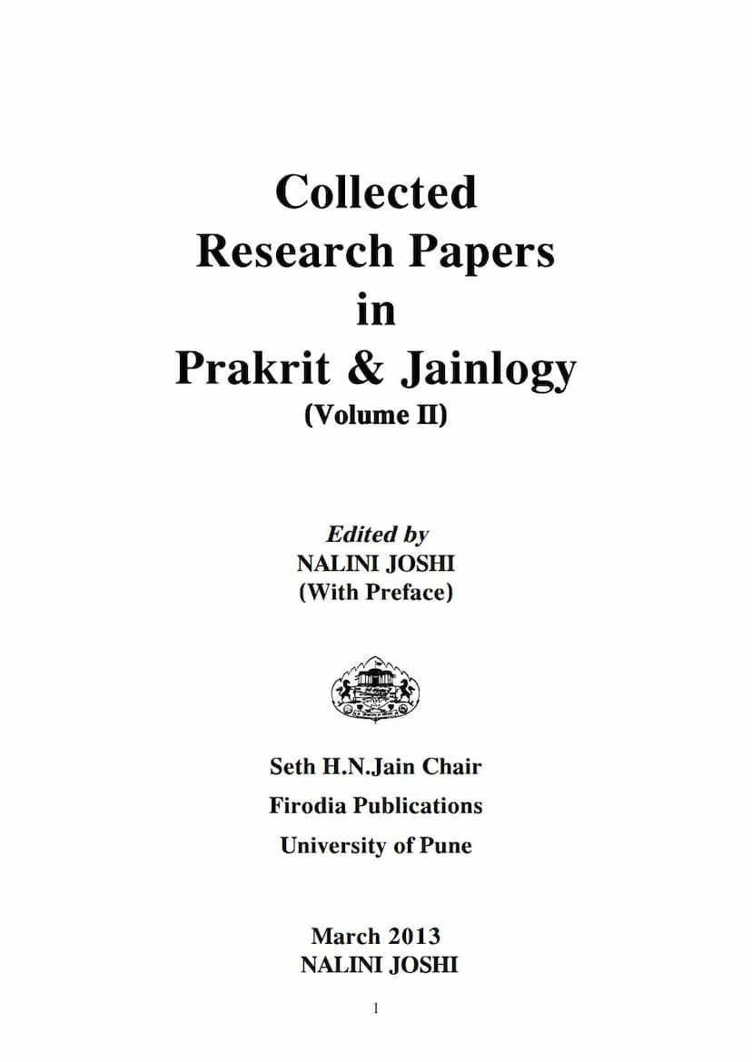 First page of Collected Research Papers In Prakrit And Jainology Vol 02
