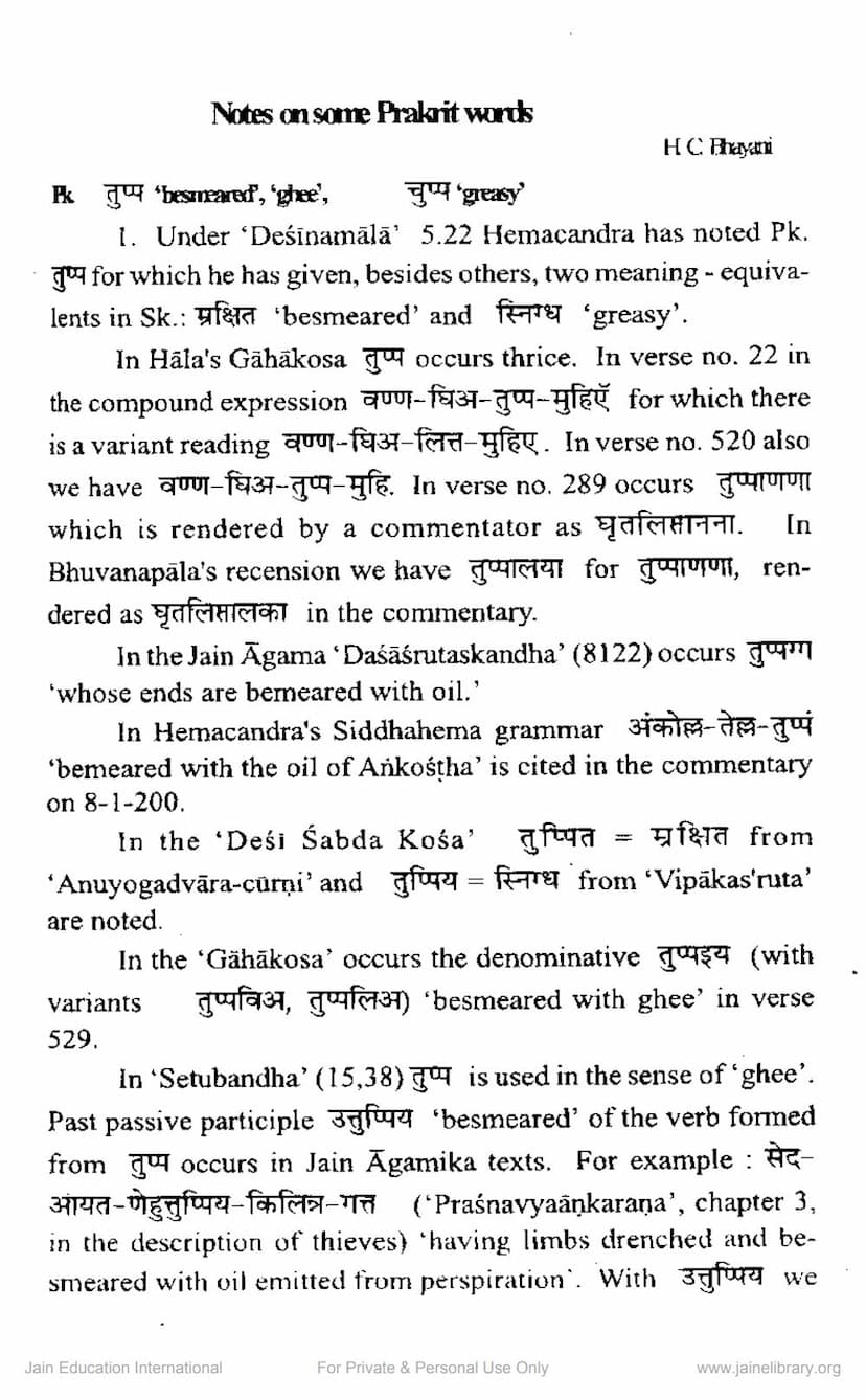First page of Notes On Some Prakrit Words