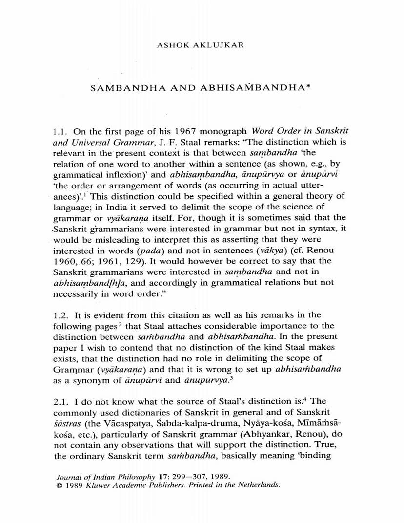 First page of Sambandha And Abhisambandha