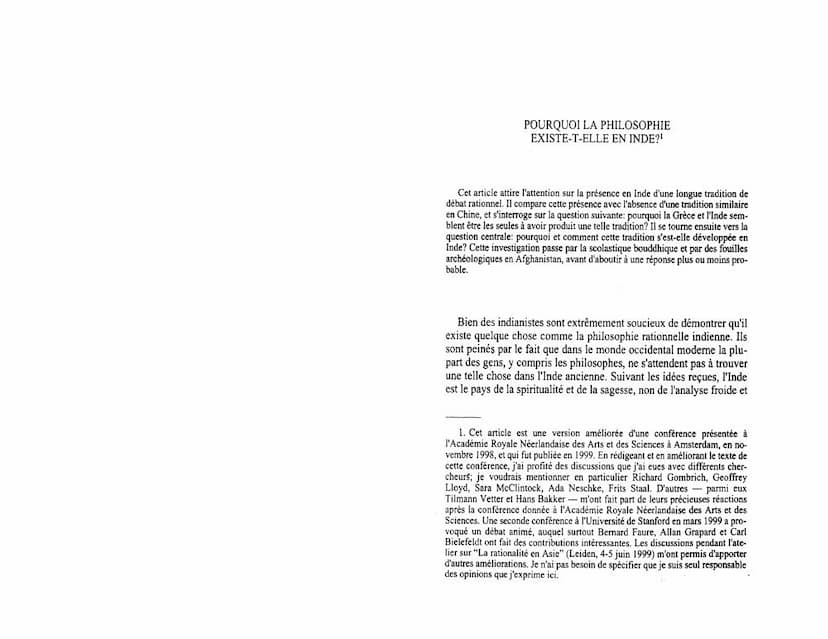 First page of Pourquoi La Philosophie Existe T Elle En Inde