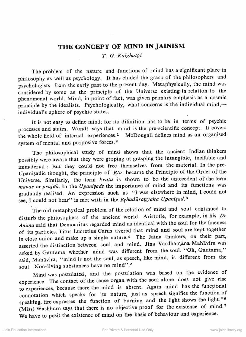 First page of Concept Of Mind In Jainism
