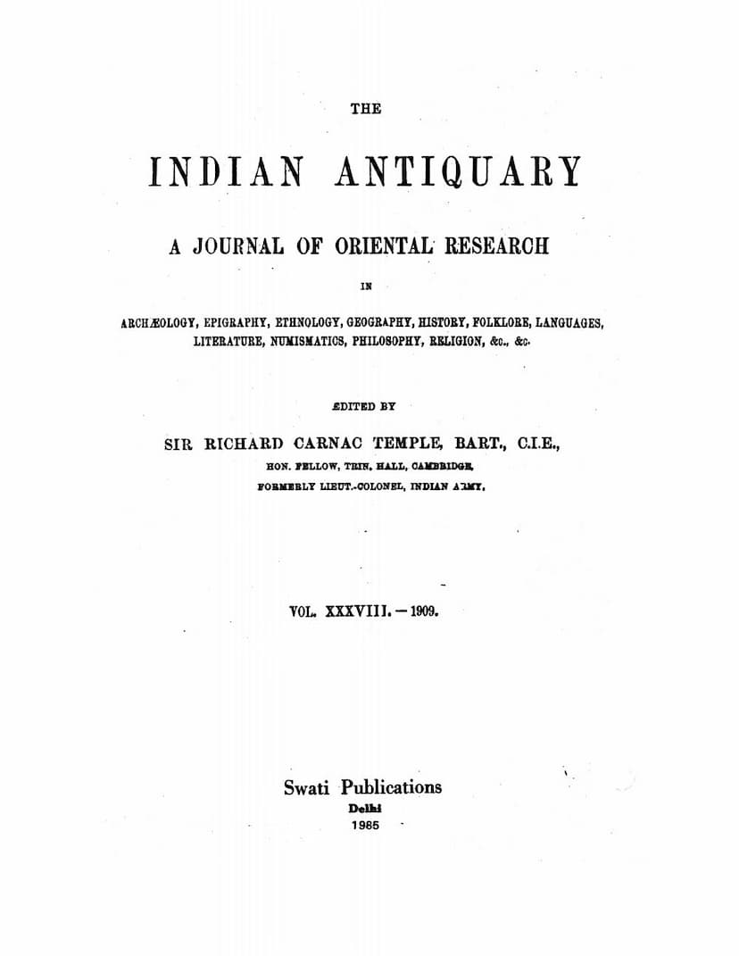 First page of Indian Antiquary Vol 38