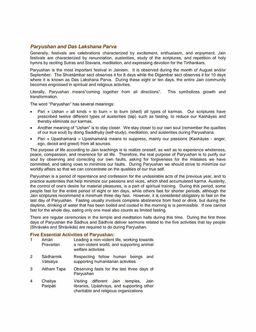 First page of Paryushan And Das Lakshana Parva