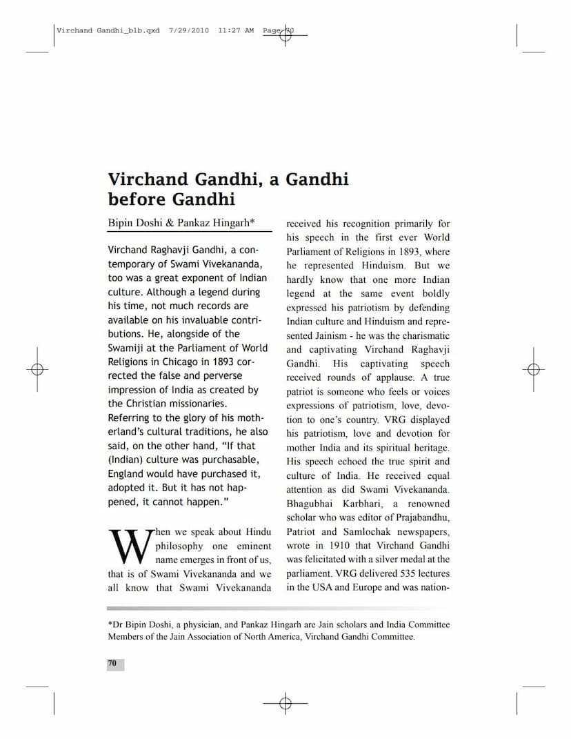First page of Virchad R Gandhi A Gandhi Before Gandhi