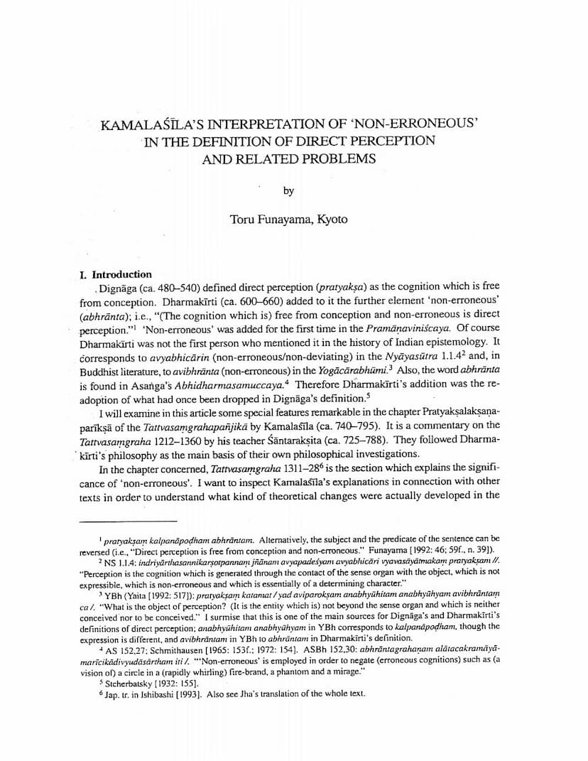 Kamalasilas Interpretation Of Non Erroneous In Definition Of Direct ...